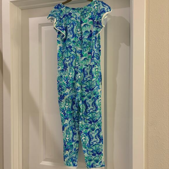 Lilly Pulitzer Seahorse Astara Ruffle Jumpsuit Size Small (4/5) EUC - Picture 4 of 5
